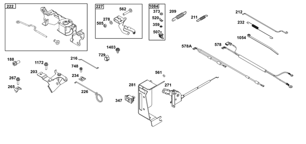 Controls Group Diagram and Parts List for 305442-0624-F1  Briggs and Stratton Engine